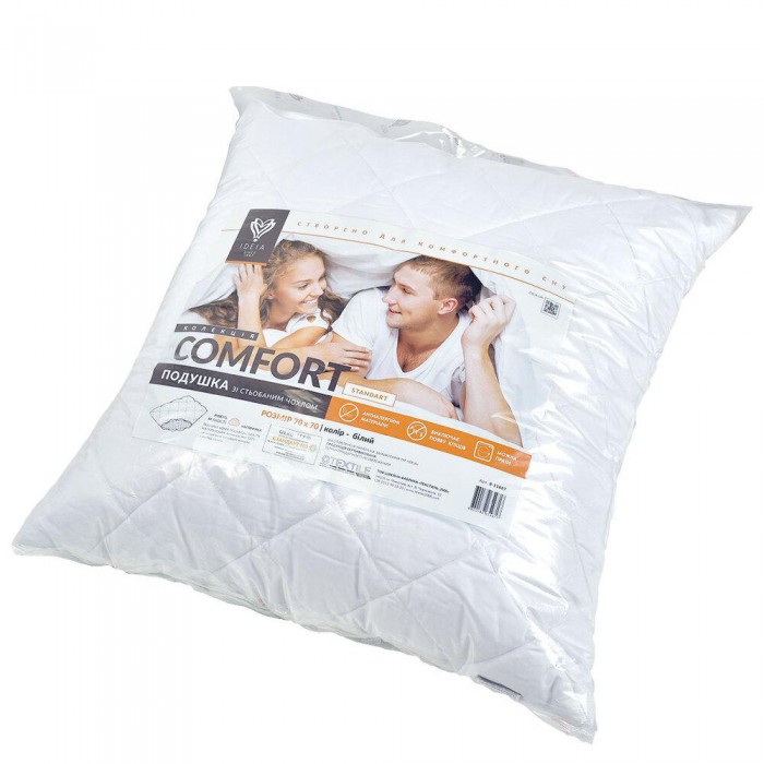 Подушка Comfort Standart+ з блискавкою ТМ IDEIA 70*70 см біла Подушка Comfort Standart+ з блискавкою ТМ IDEIA 70*70 см біла