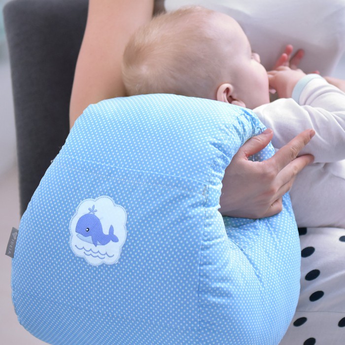 Подушка для годування Mini ТМ PAPAELLA 30х28х30 см горошок блакитний