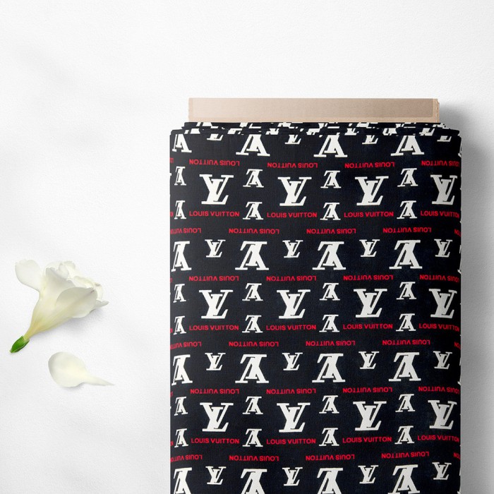 Тканина штапель Бренди Louis Vuitton чорний Тканина штапель Бренди Louis Vuitton чорний