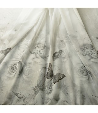 Тканина тюль вуаль набивний Butterfly Rose V-06A сіра