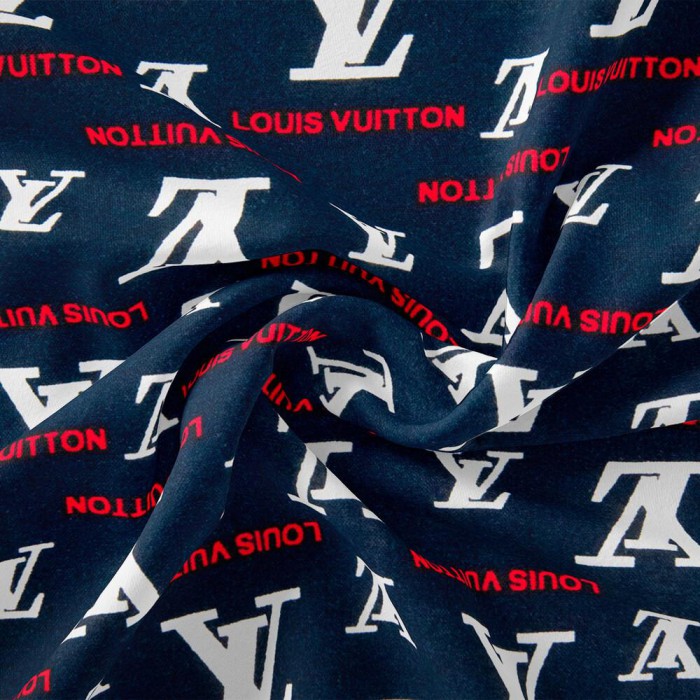 Тканина плательна штапель Бренди Louis Vuitton т/синя 