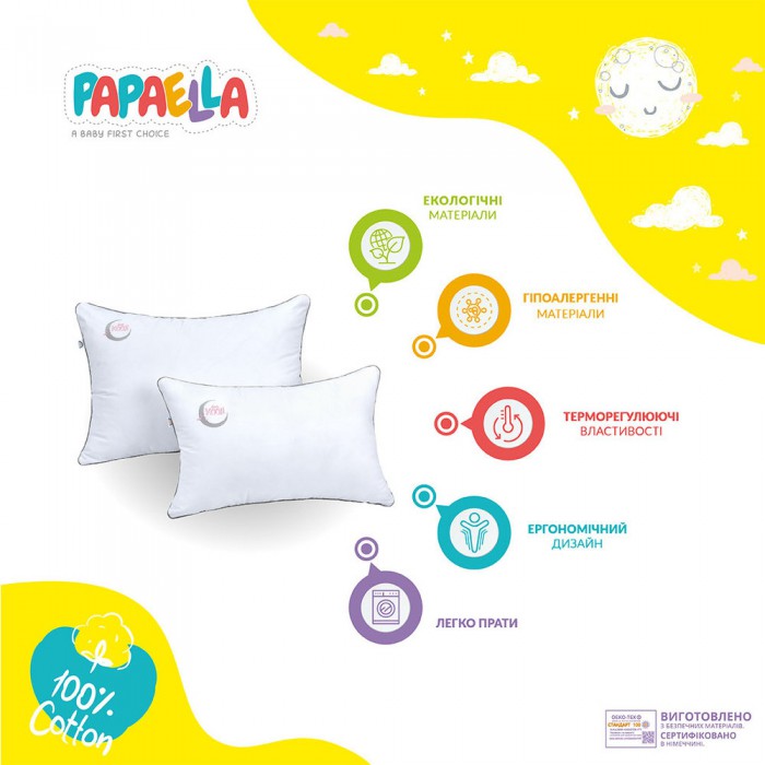 Подушка антиалергенна Sweet Moon ТM PAPAELLA 50х70 см біла Подушка антиалергенна Sweet Moon ТM PAPAELLA 50х70 см біла
