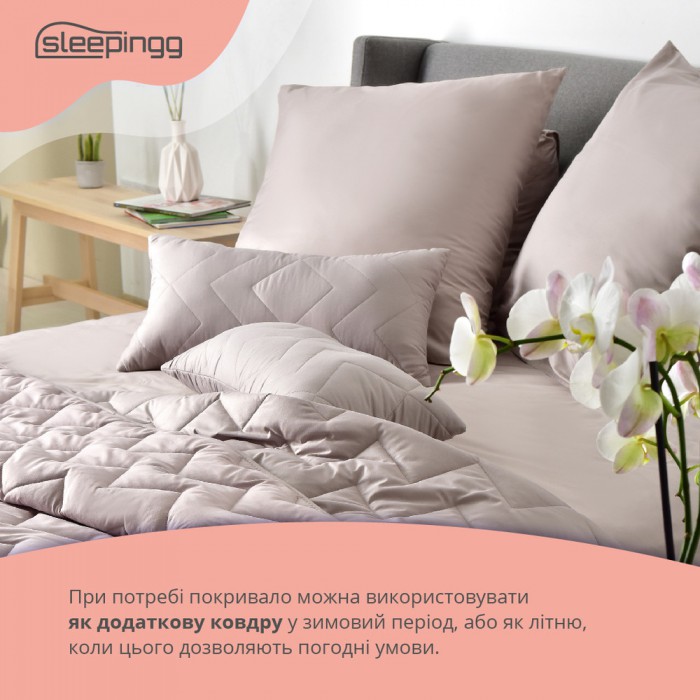 Покривало Bodi TM SLEEPINGG 240х260 см какао/св.сірий Покривало Bodi TM SLEEPINGG 240х260 см какао/св.сірий