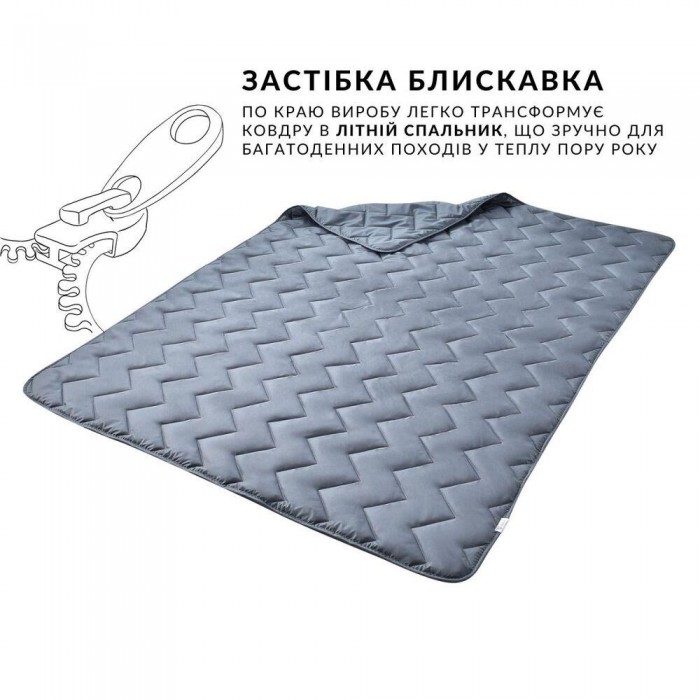 Ковдра-спальник на блискавці Турист TM IDEIA зі блискавкою 140х190 см сірий 