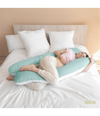 Подушка П-подібна для вагітних та відпочинку ТМ IDEIA 140х75х20 см м'ята/білий