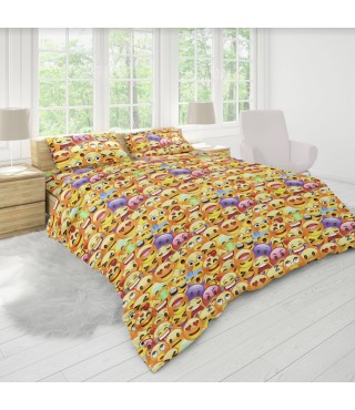 Тканина бязь бавовна GOLD LUX пл 125 г/м2 GLux-4719 емоджі
