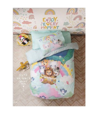 Комплект білизни полуторний Cotton box Junior Cute Animals Mint